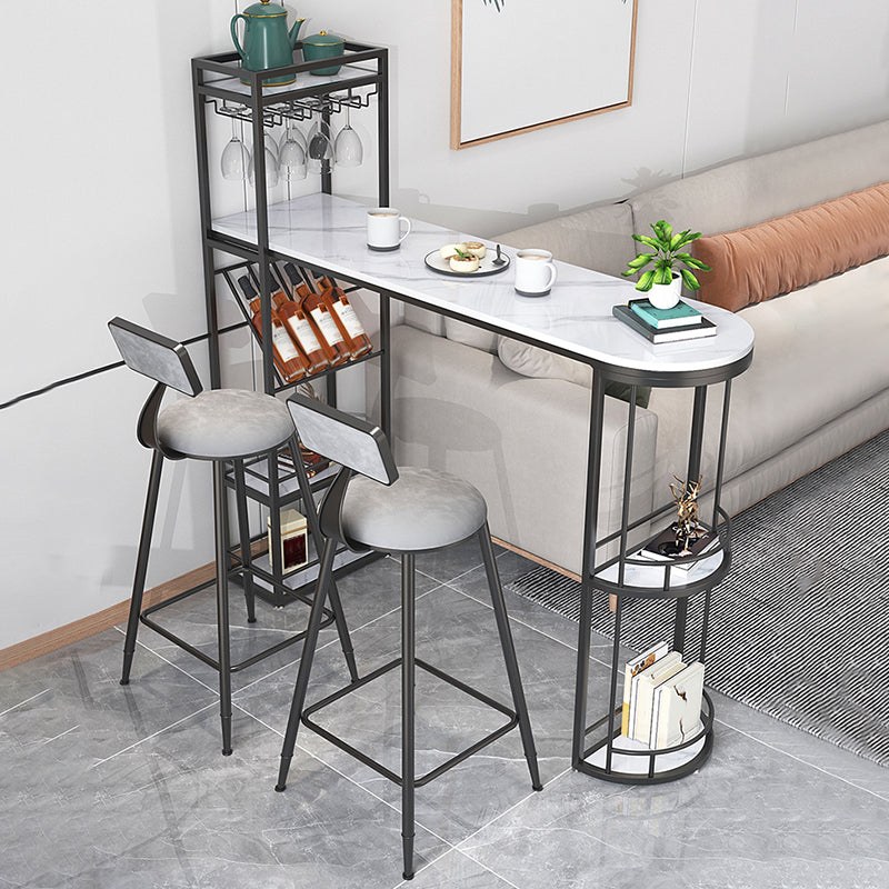 Free Form Bar Set 1/2/3 Pcs Stone and Iron Bar Table with Armless Bar Stools