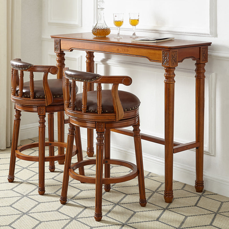 Modern Style Bar Table 1/3 Pieces Brown Colour Solid Wood Counter Table