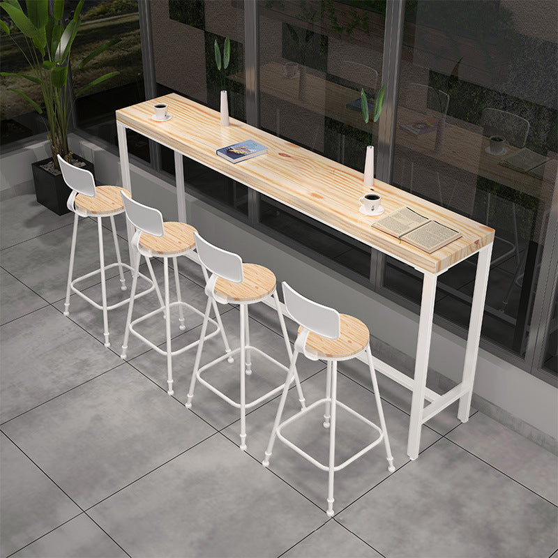 Contemporary Rectangular Bar Set 1/2/4 Pcs Solid Wood Counter and Bar Stools