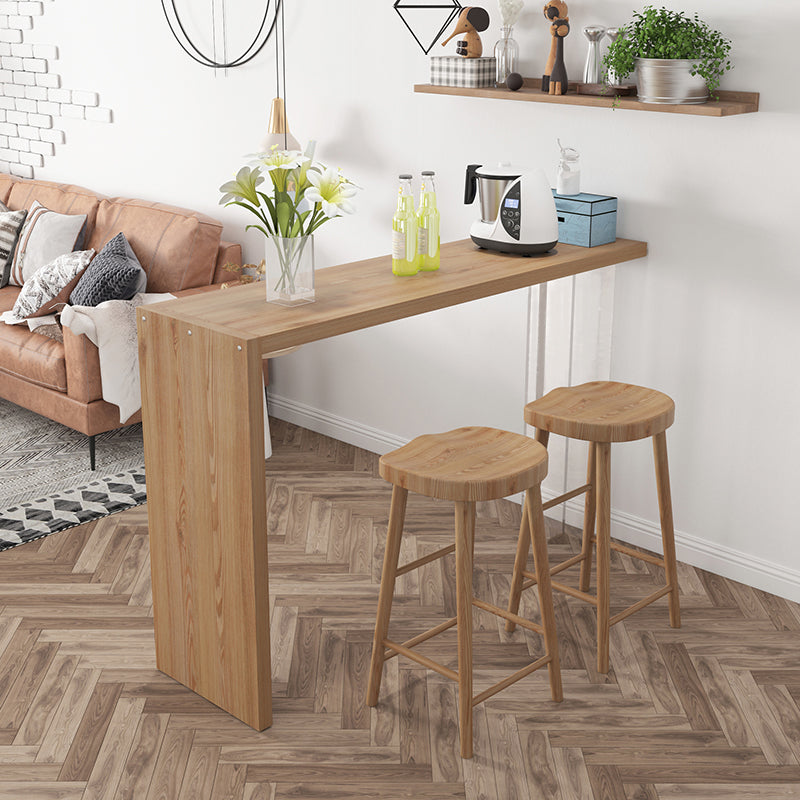 Luxurious Rectangle Solid Wood Bar Table Set 1/3 Pieces Counter Table with Backless Stools