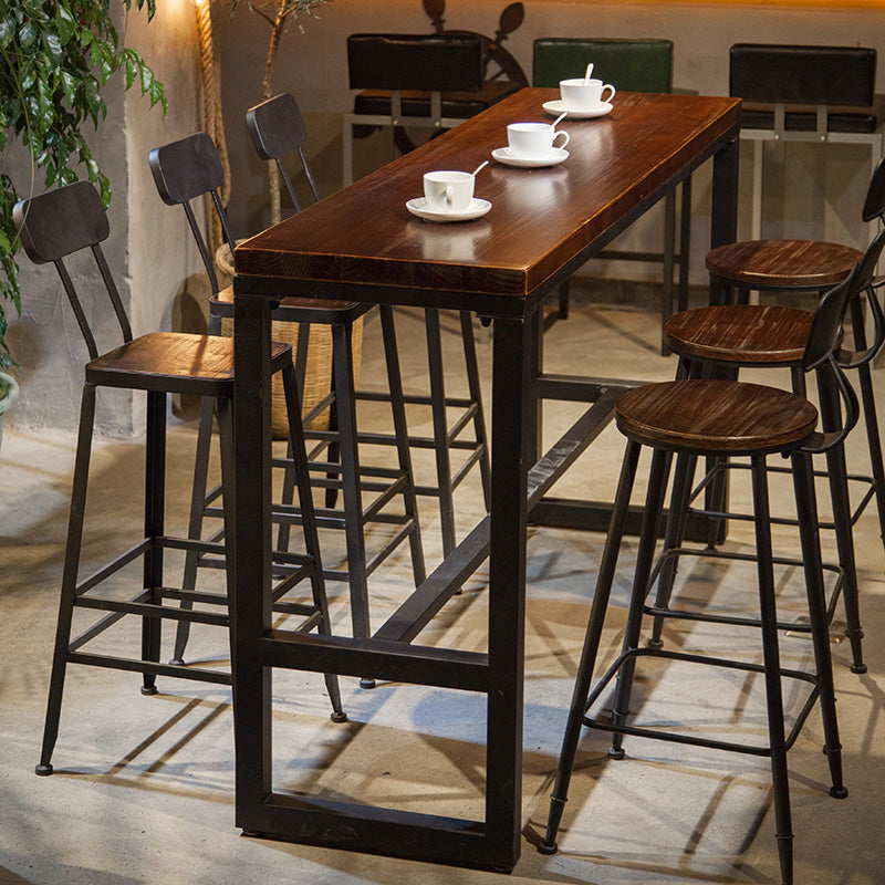 Industrial Rectangle Bar Stool and Table Set 1/2/7 Pieces Indoor Wood Pub Dining Set