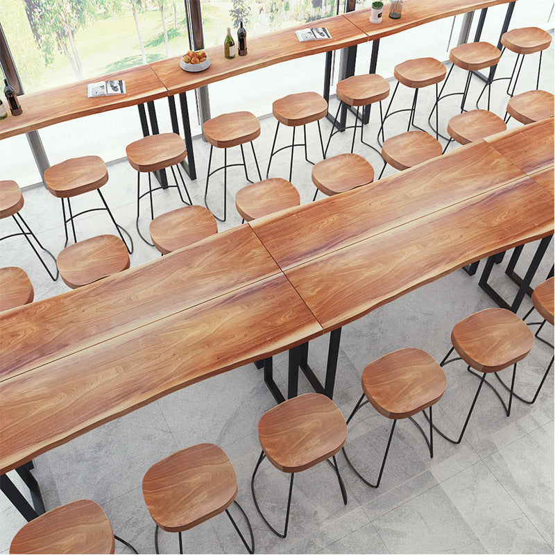 Industrial Solid Wood Bar Table Set 1/2/4/7 Pieces Counter Table with Backless Stools