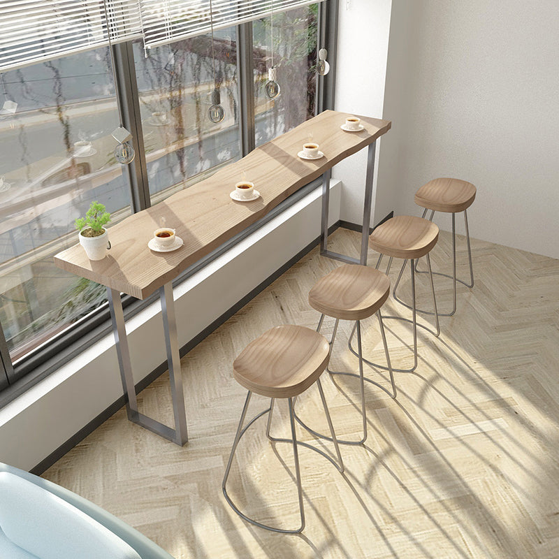 Luxurious Rectangle Solid Wood Bar Table Set 1/5 Pieces Counter Table with Backless Stools