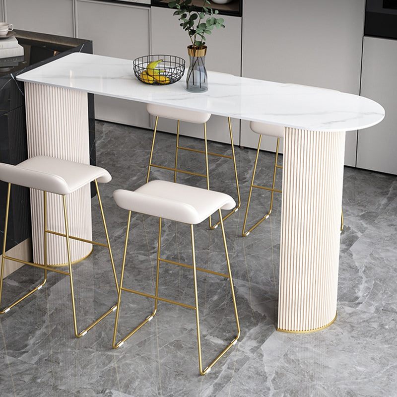 Modern Free Form Bar Set 1/2/5 Pcs Stone Bar Table with  Upholstered Stools