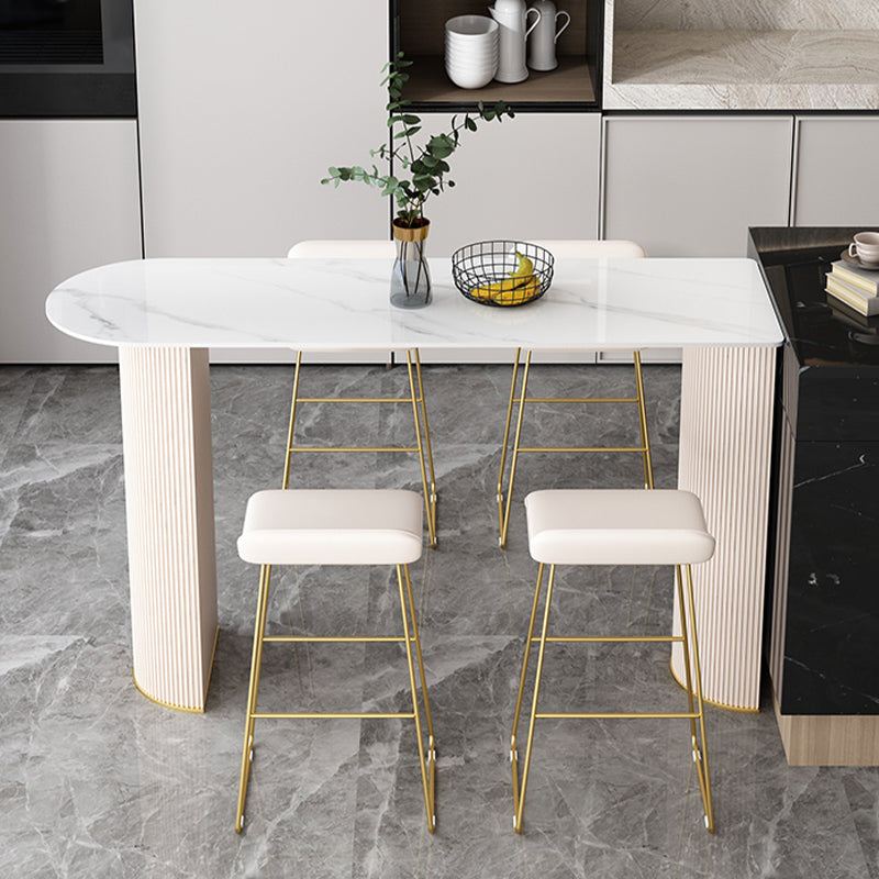 Modern Free Form Bar Set 1/2/5 Pcs Stone Bar Table with  Upholstered Stools