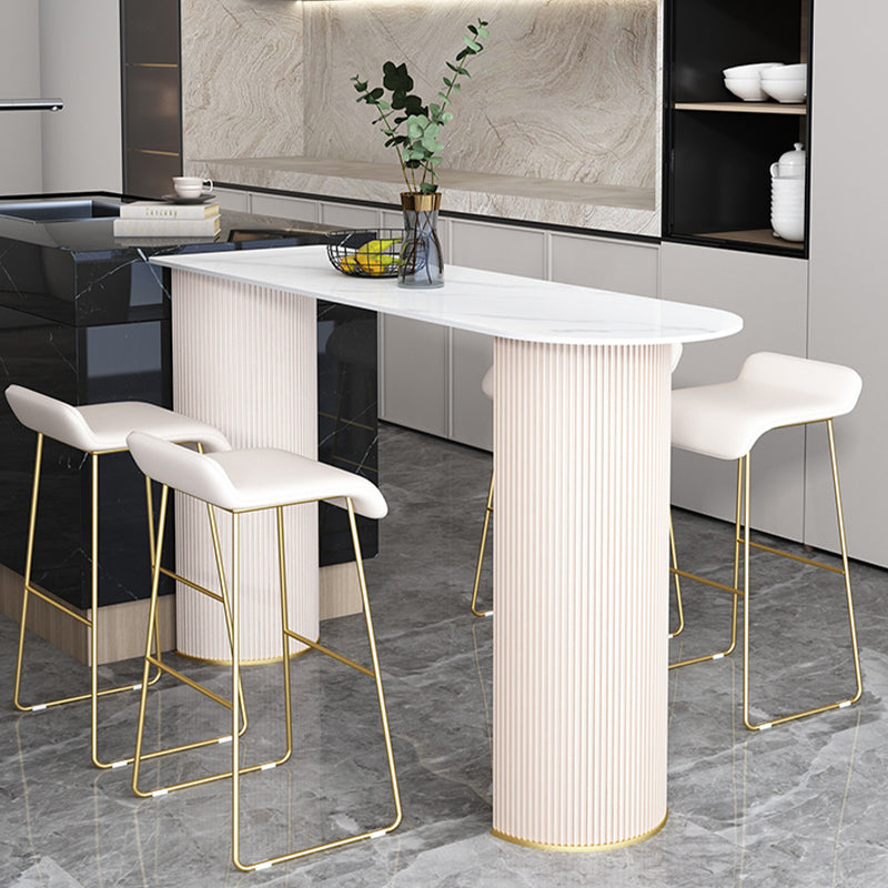 Modern Free Form Bar Set 1/2/5 Pcs Stone Bar Table with  Upholstered Stools