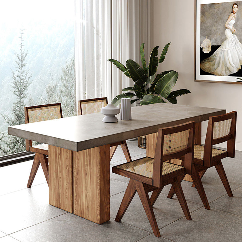 Modern 1/5 Pieces Dining Set Rectangle Pine Wood Dining Table for Living Room