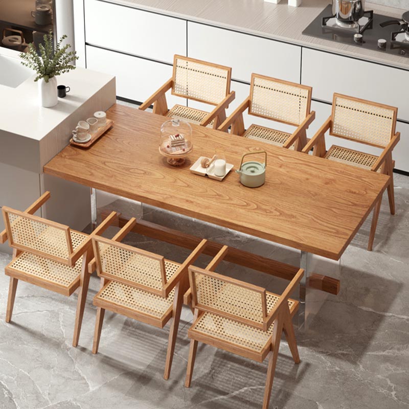 Rectangle 1/2/5/7 Pieces Dining Set Acrylic Base Dining Furniture in Natural