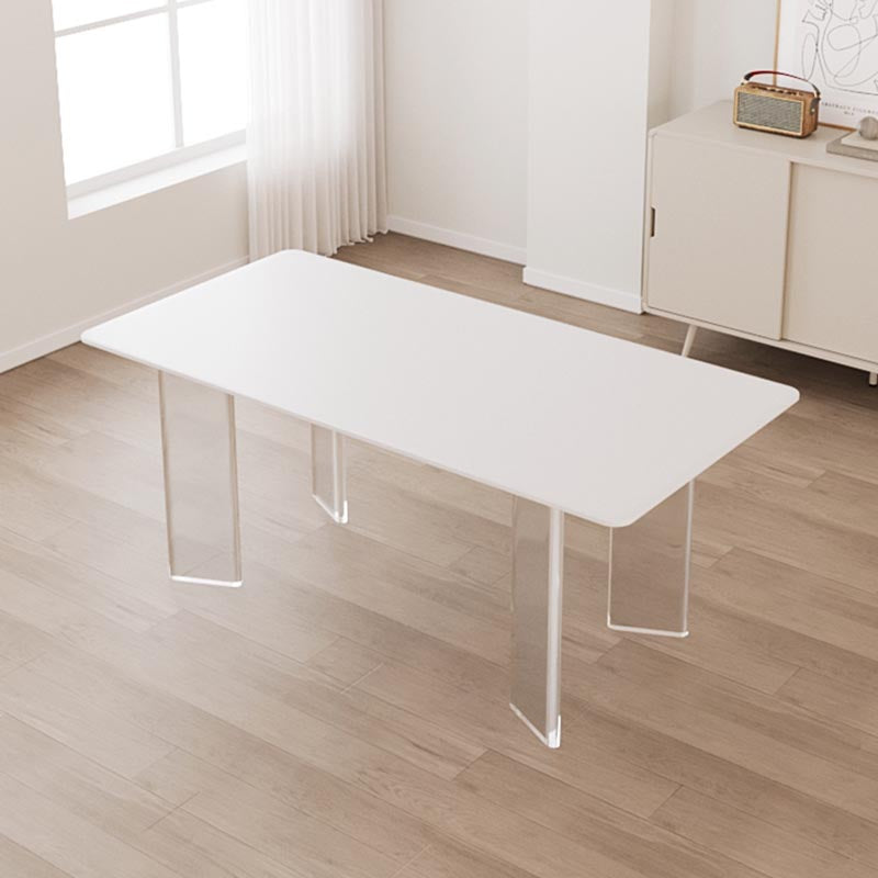 Modern White Dining Set Rectangle 1/2/4/5/7 Stone and Acrylic Pieces Dinette Set