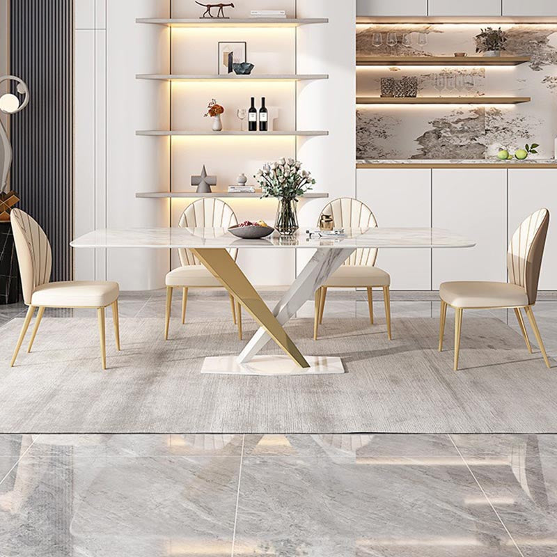 Glam Dining Table Set 1/2/5/7 Pcs Rectangle Dining Table with Upholstered Chairs