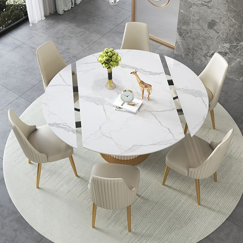 Glam Dining Set Stone 1/4/6/7 Pieces Dining Gold Furniture for Home