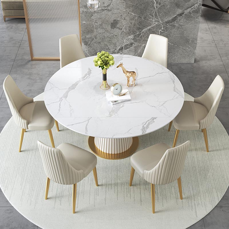 Glam Dining Set Stone 1/4/6/7 Pieces Dining Gold Furniture for Home