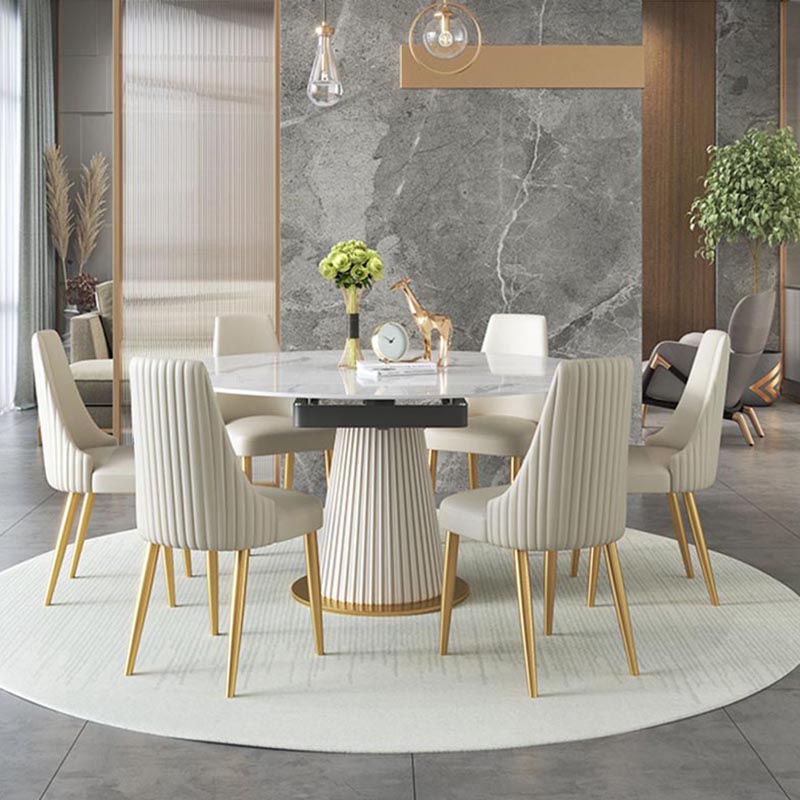 Glam Dining Set Stone 1/4/6/7 Pieces Dining Gold Furniture for Home