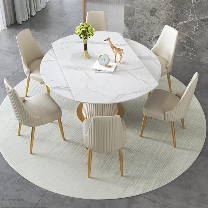 Glam Dining Set Stone 1/4/6/7 Pieces Dining Gold Furniture for Home