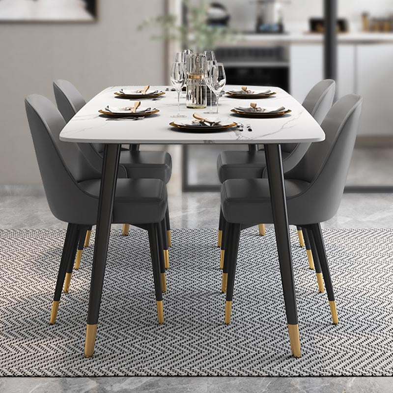 Modern Rectangle 1/2/5/7 Pieces Dining Set Stone Top Legs Indoor Dinette Set