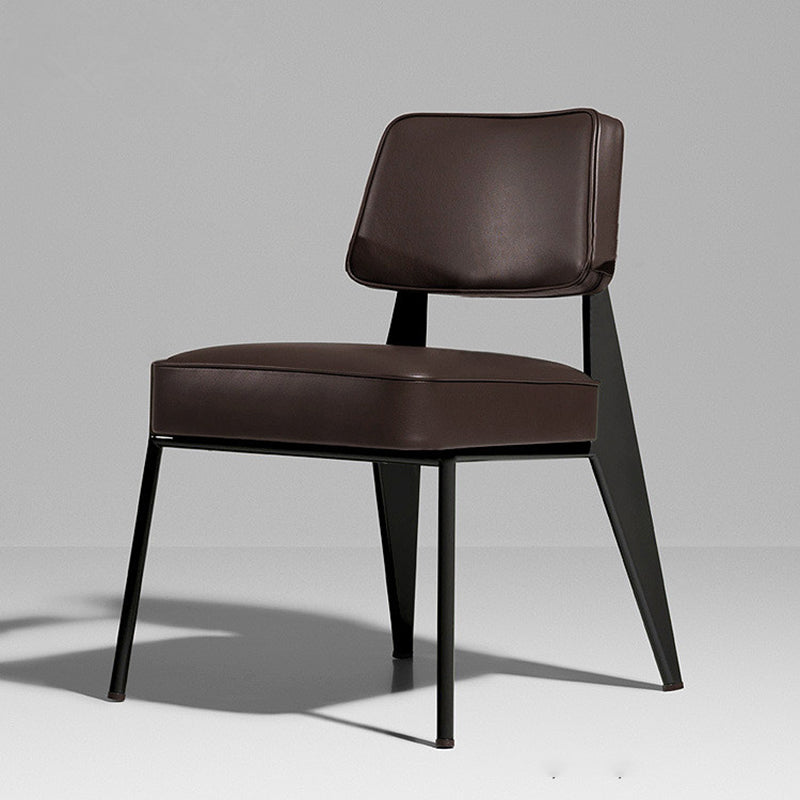 Industrial Style 24.4" Wide Faux Leather Fixed Back Armless Chair