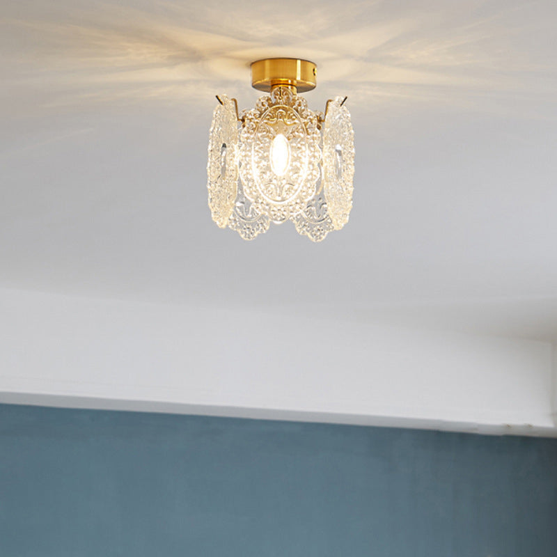 Modern Ceiling Light 1-Light Ceiling Mount Light with Glass Shade for Living Room
