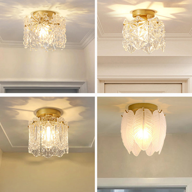 Modern Ceiling Light 1-Light Ceiling Mount Light with Glass Shade for Living Room