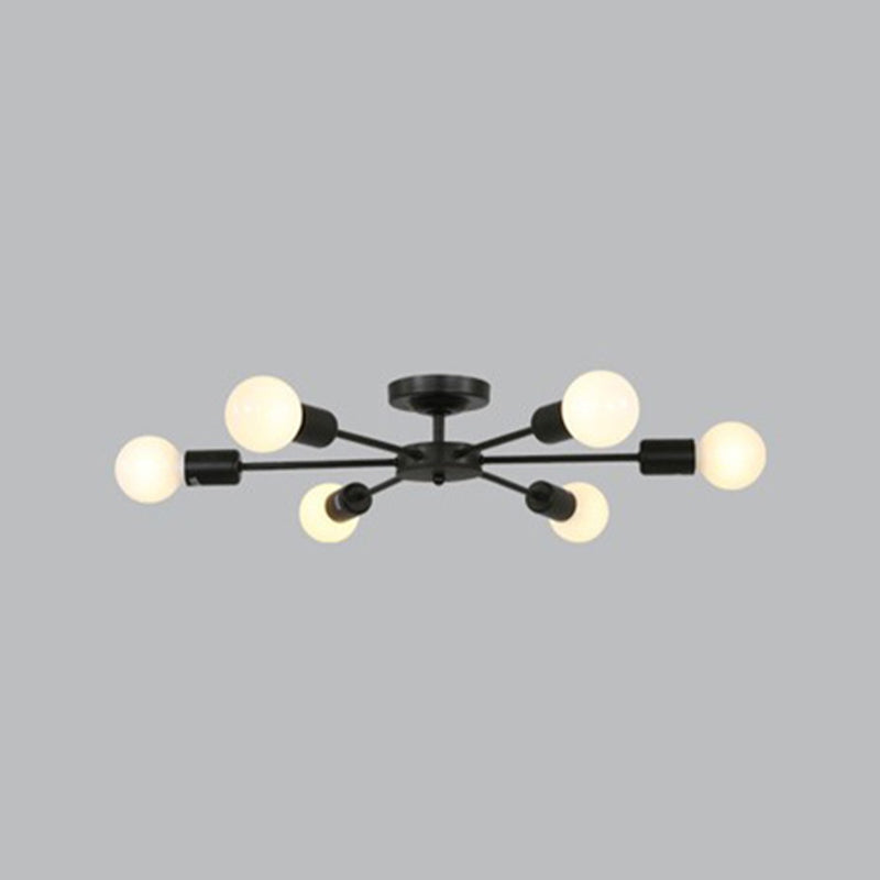 Industrial Starburst Flush Mount Ceiling Light Metal Multiple-Light Flush Light
