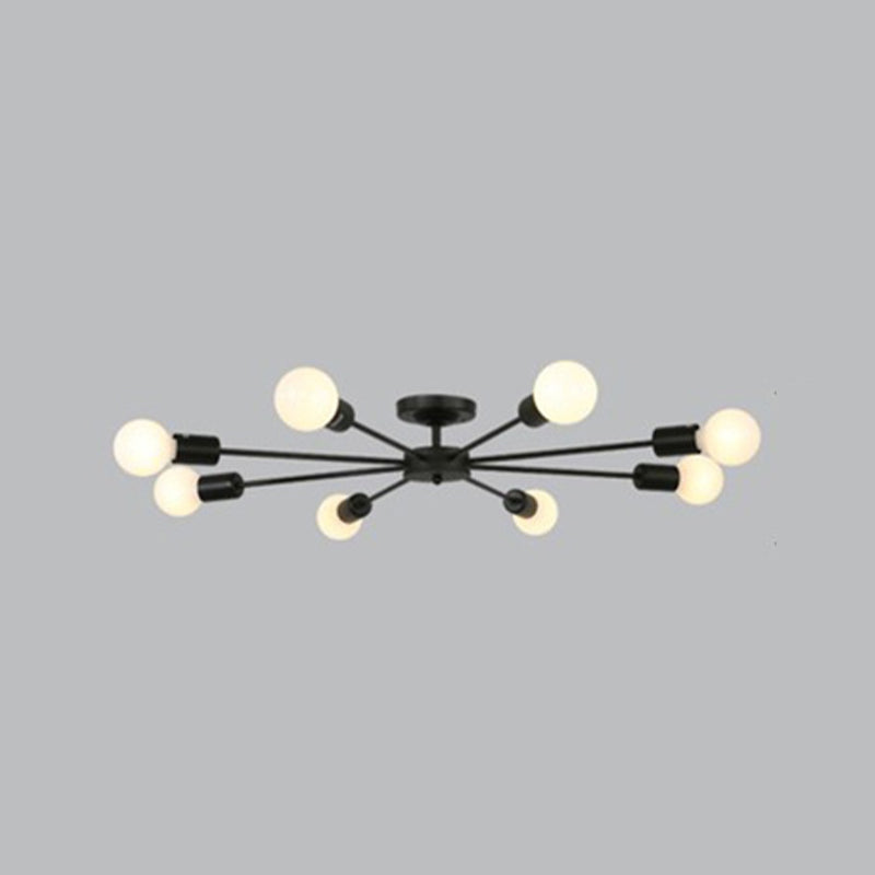 Industrial Starburst Flush Mount Ceiling Light Metal Multiple-Light Flush Light