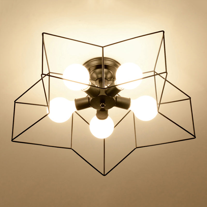 Industrial Starburst Flush Mount Ceiling Light Metal Multiple-Light Flush Light