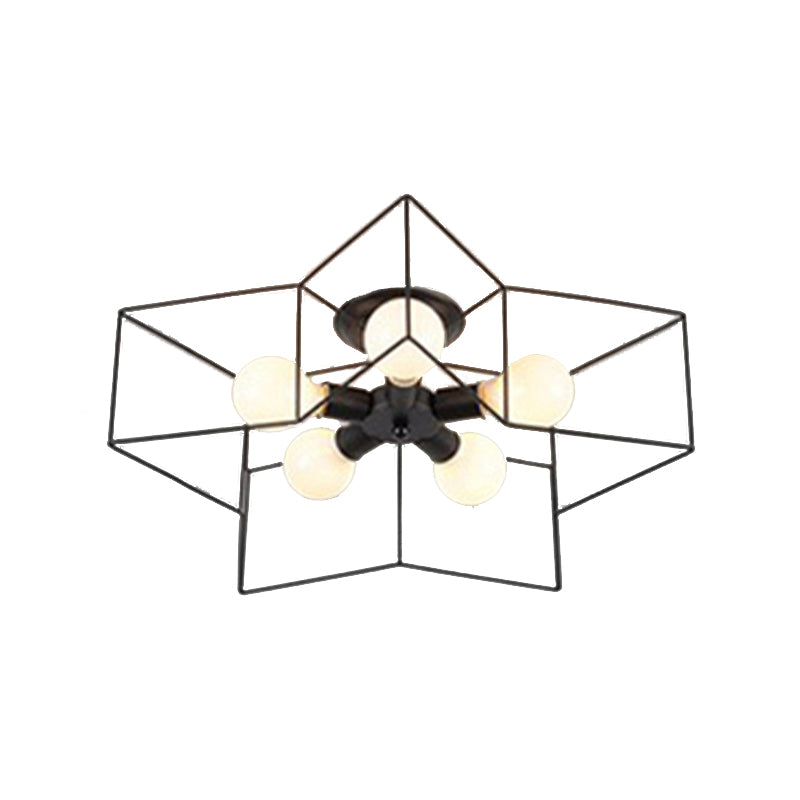 Industrial Starburst Flush Mount Ceiling Light Metal Multiple-Light Flush Light