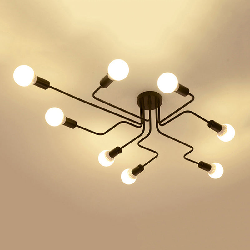 Industrial Starburst Flush Mount Ceiling Light Metal Multiple-Light Flush Light