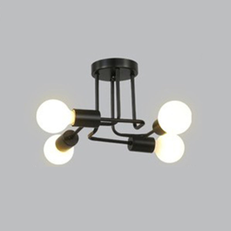 Industrial Starburst Flush Mount Ceiling Light Metal Multiple-Light Flush Light