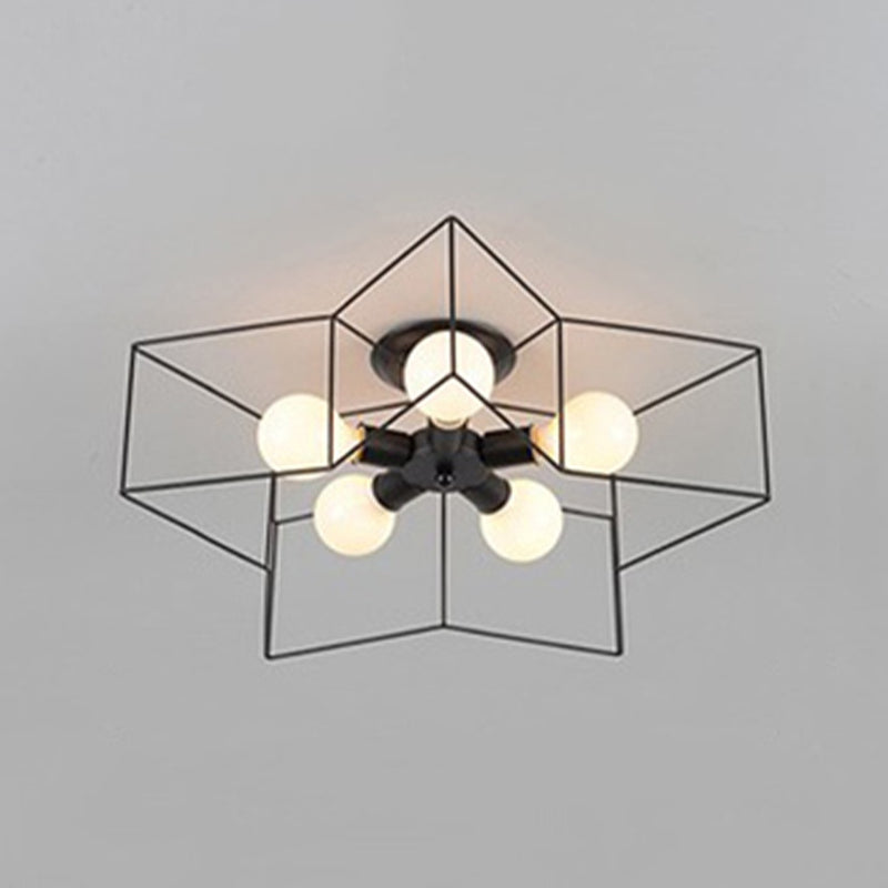 Industrial Starburst Flush Mount Ceiling Light Metal Multiple-Light Flush Light