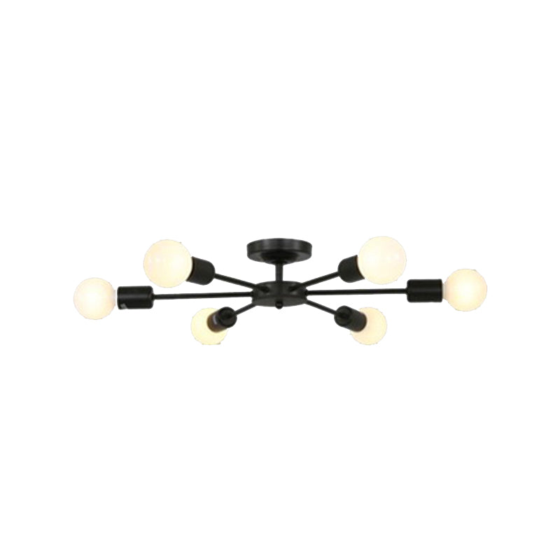 Industrial Starburst Flush Mount Ceiling Light Metal Multiple-Light Flush Light