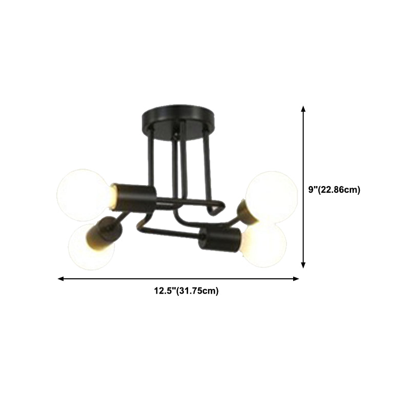 Industrial Starburst Flush Mount Ceiling Light Metal Multiple-Light Flush Light