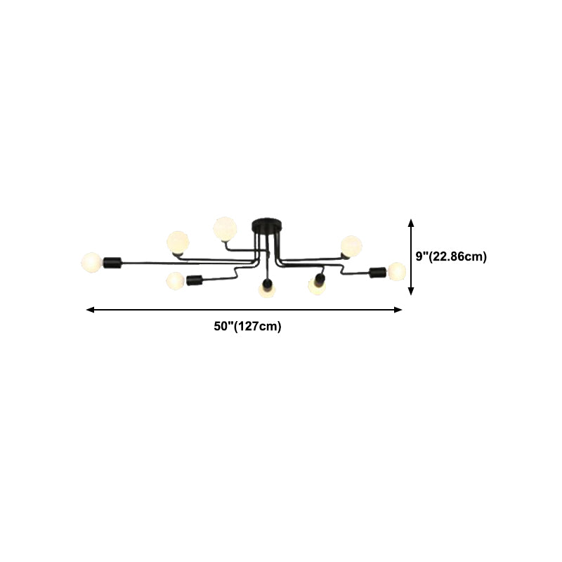 Industrial Starburst Flush Mount Ceiling Light Metal Multiple-Light Flush Light
