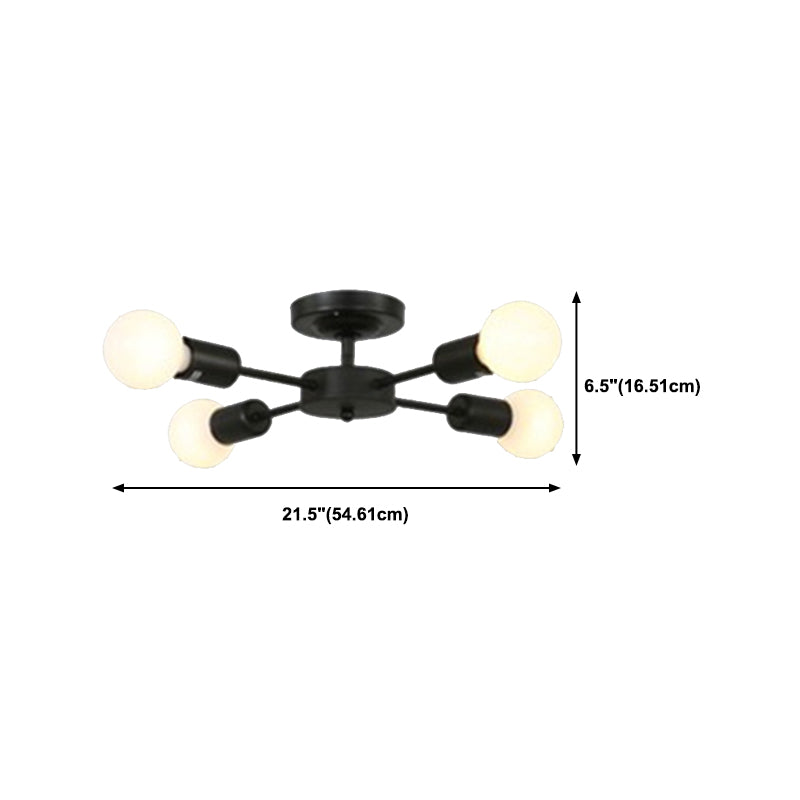 Industrial Starburst Flush Mount Ceiling Light Metal Multiple-Light Flush Light