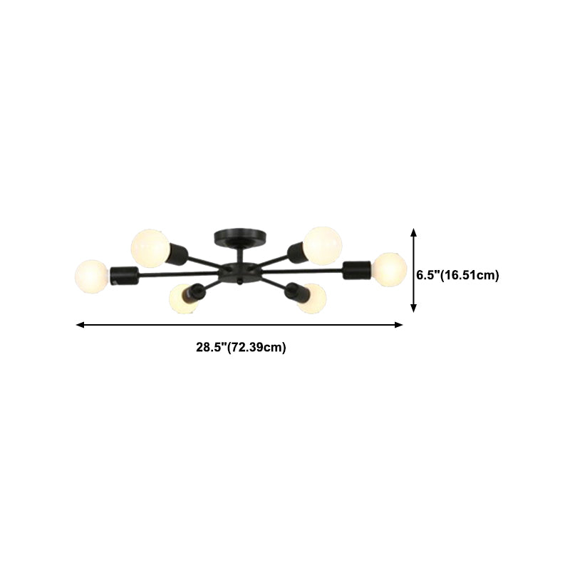 Industrial Starburst Flush Mount Ceiling Light Metal Multiple-Light Flush Light