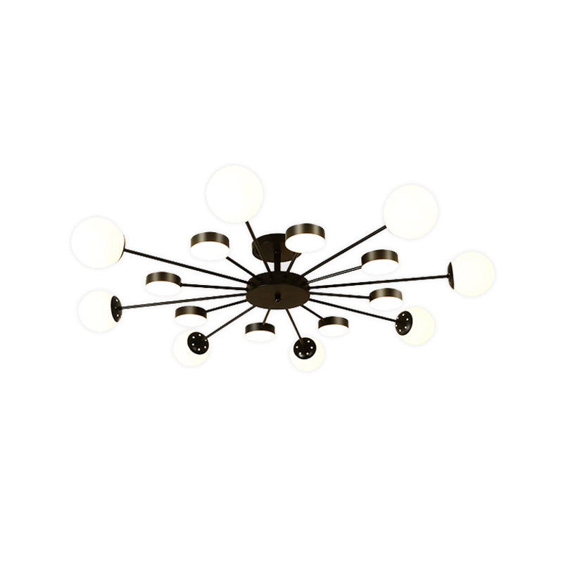 Industrial Starburst Flush Mount Ceiling Light Glass Multiple-Light Flush Mount in Black