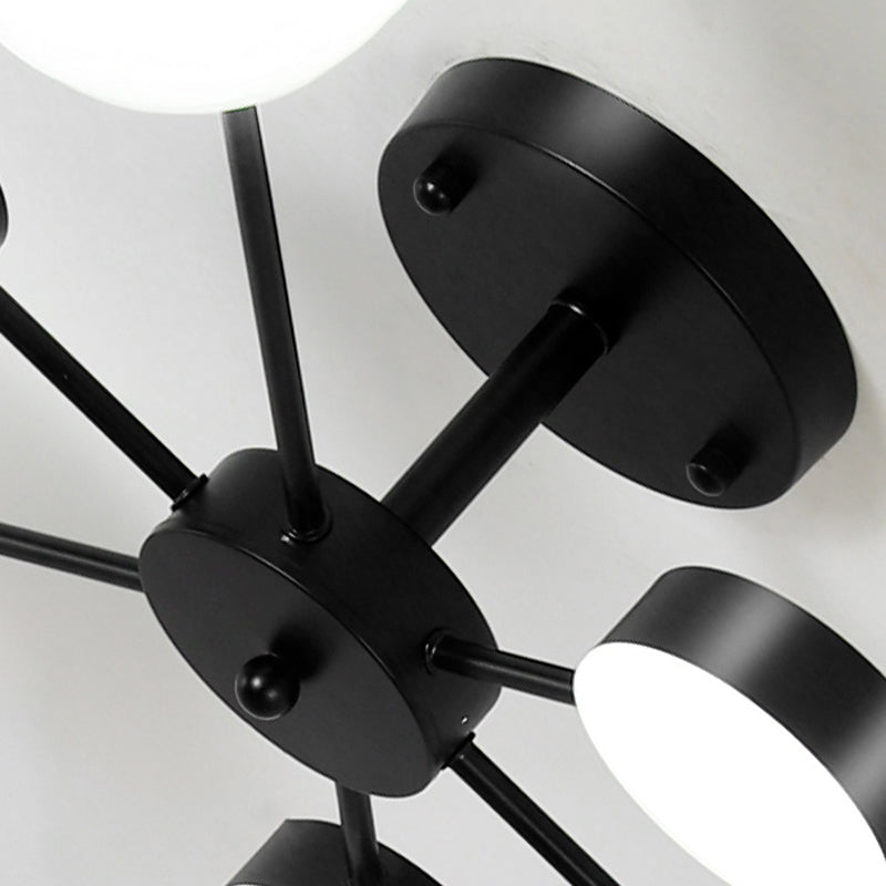 Industrial Starburst Flush Mount Ceiling Light Glass Multiple-Light Flush Mount in Black