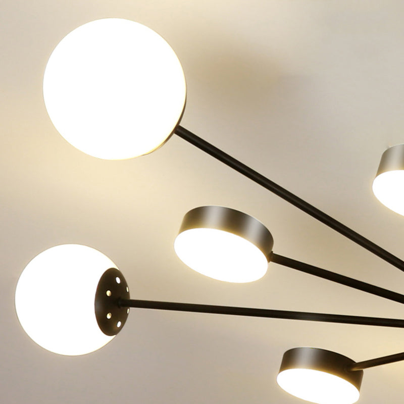 Industrial Starburst Flush Mount Ceiling Light Glass Multiple-Light Flush Mount in Black