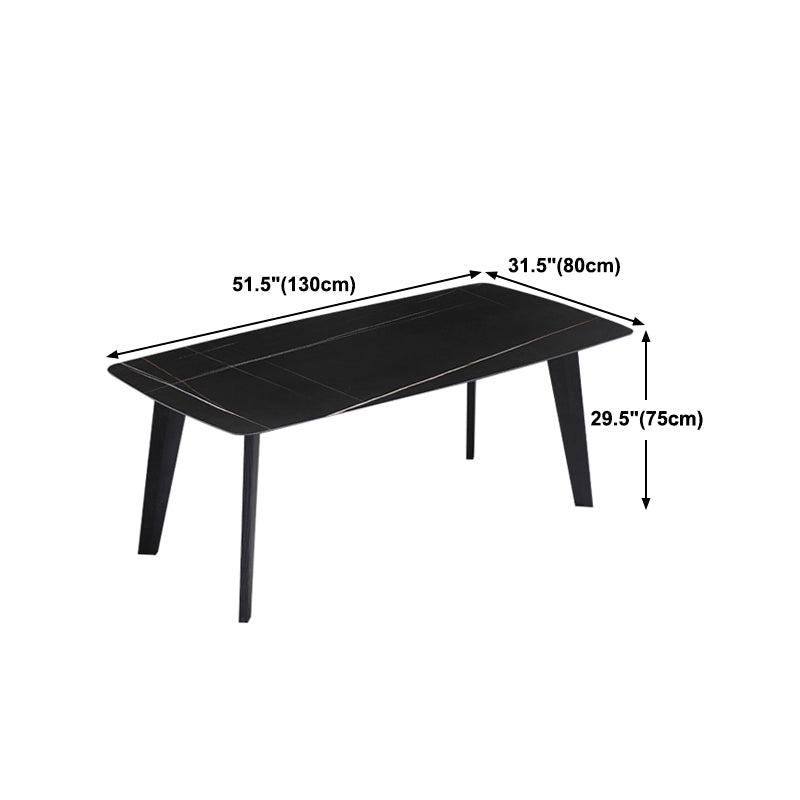 Rectangle Black Dining Table Sintered Stone Table Industrial with 4 Legs