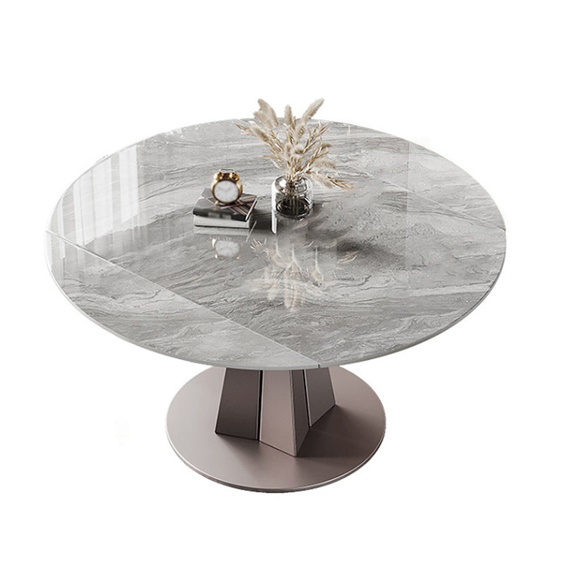 Luxury Sintered Stone Top Table Extendable Round Table with Pedestal Base