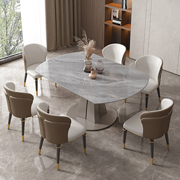 Luxury Sintered Stone Top Table Extendable Round Table with Pedestal Base