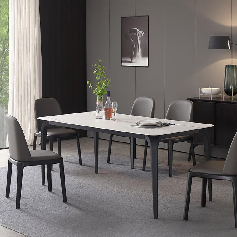 Stone Top Dining Table Modern Rectangle Dining Table with 4 Legs