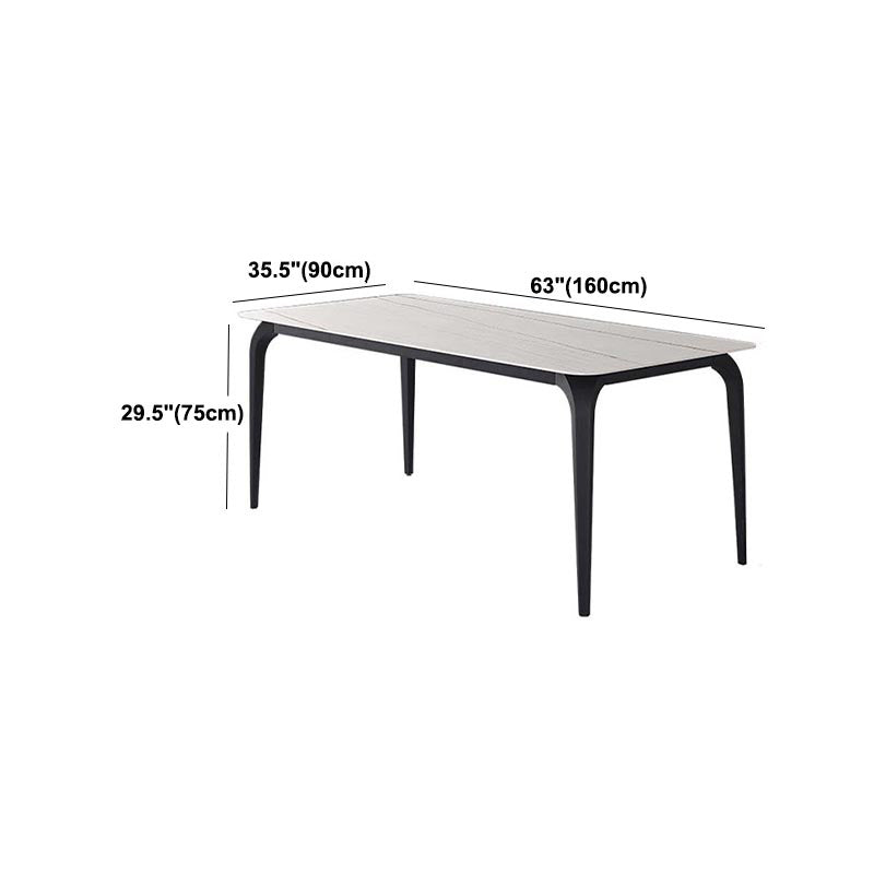 Stone Top Dining Table Modern Rectangle Dining Table with 4 Legs