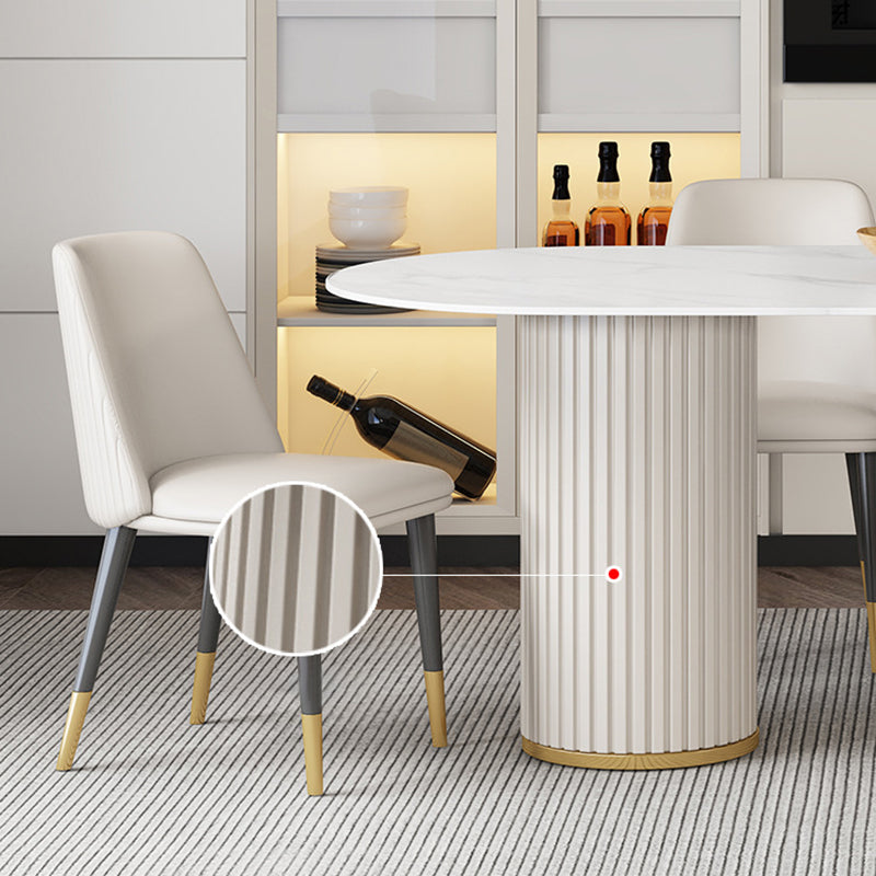 Metal Contemporary Oval Dining Table Sintered Stone Top Table for Home