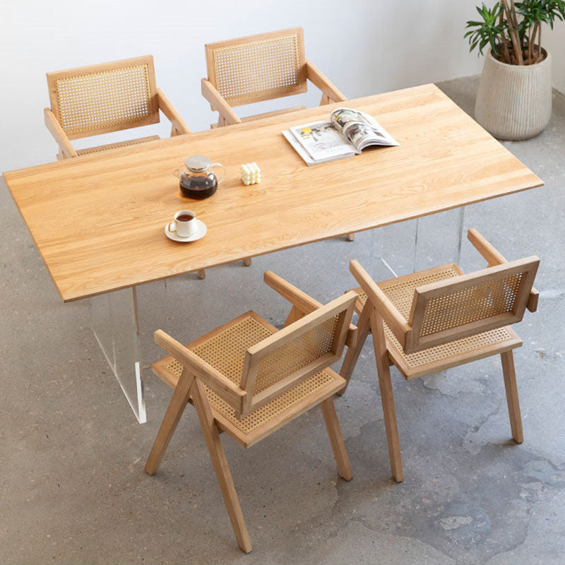 Solid Wood Top Dining Table Contemporary Table with Sled Base