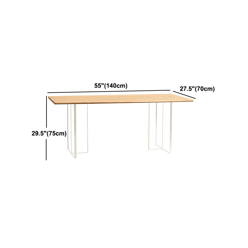 Solid Wood Top Dining Table Contemporary Table with Sled Base