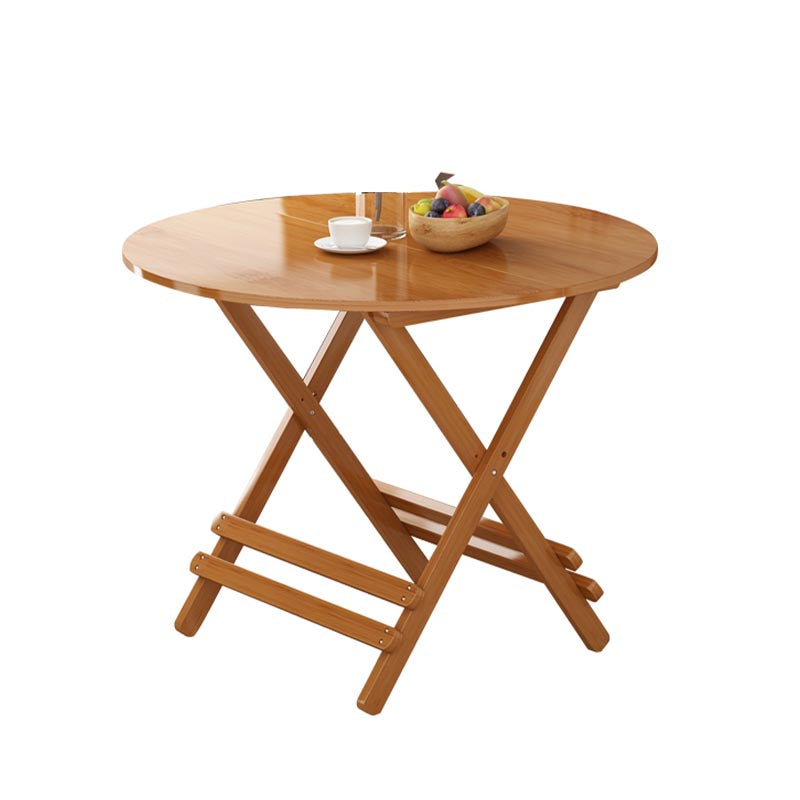 Modern Bamboo Pedestal Dining Table Natural Folding Table for Restaurant
