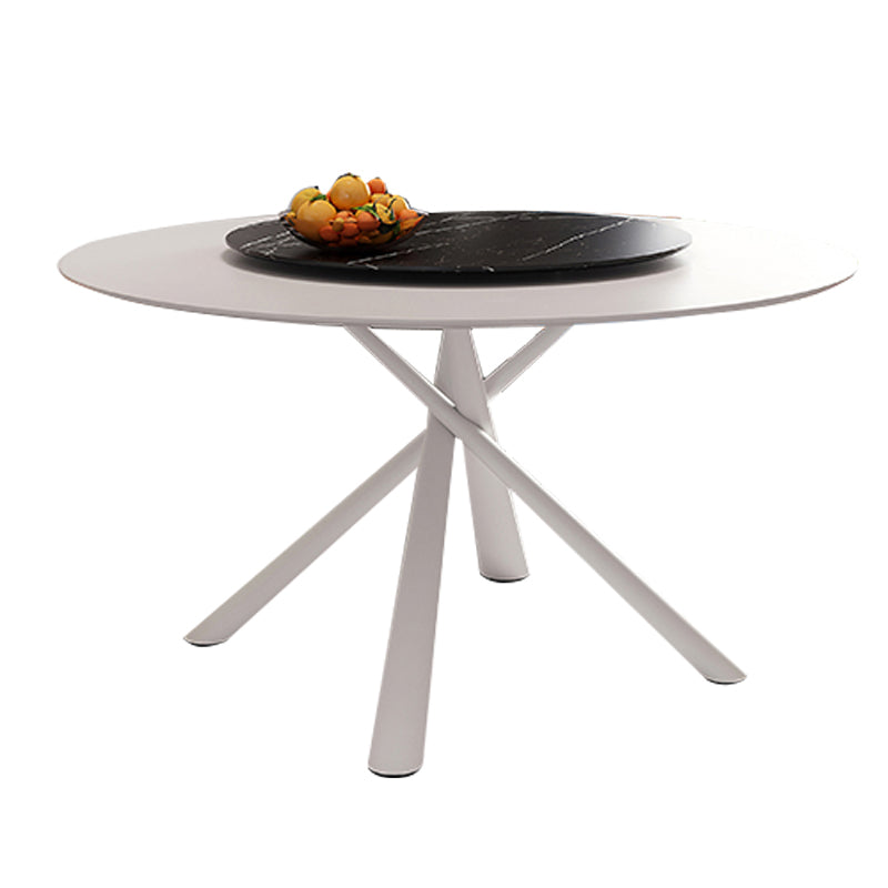 Living Room Round Stone Top Dining Table Contemporary White Base Dining Table