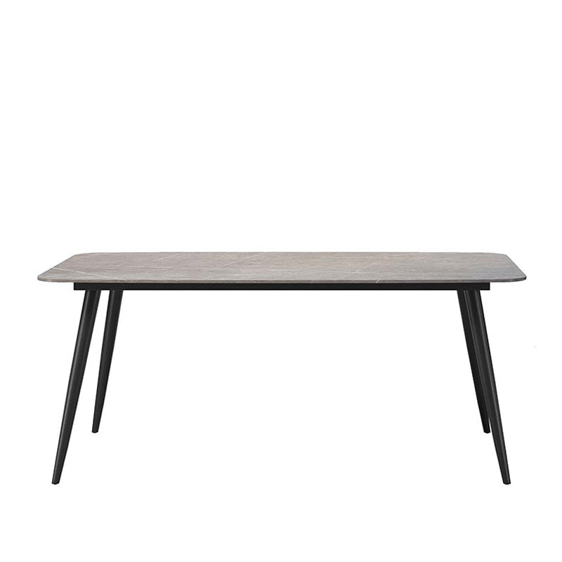 Industrial Rectangle Dining Site Table Stone Top Metal Dining Table in Grey