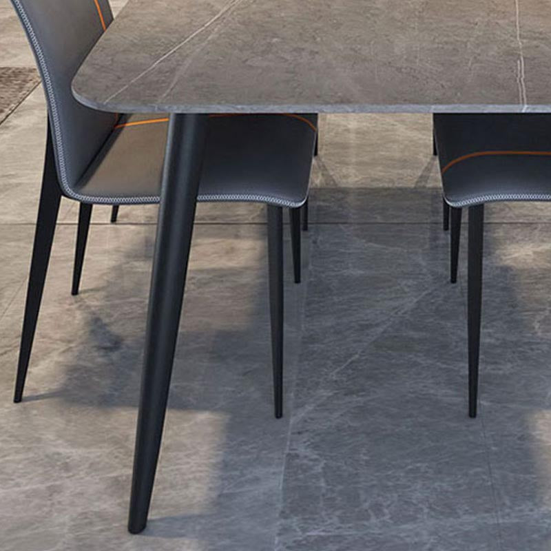 Industrial Rectangle Dining Site Table Stone Top Metal Dining Table in Grey