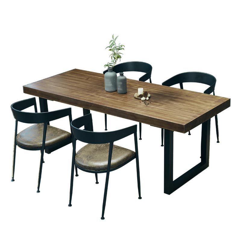 Industrial Style Wood Top Dining Table Metal Sled Base Dining Table without Chair